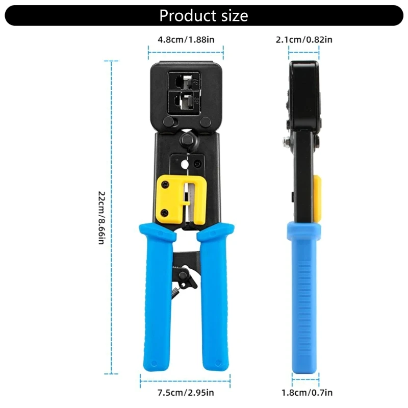 أداة تجعيد RJ45 أداة تجعيد Cat5 Cat6 أداة تجعيد إيثرنت لتمرير موصلات RJ45 من Cat6