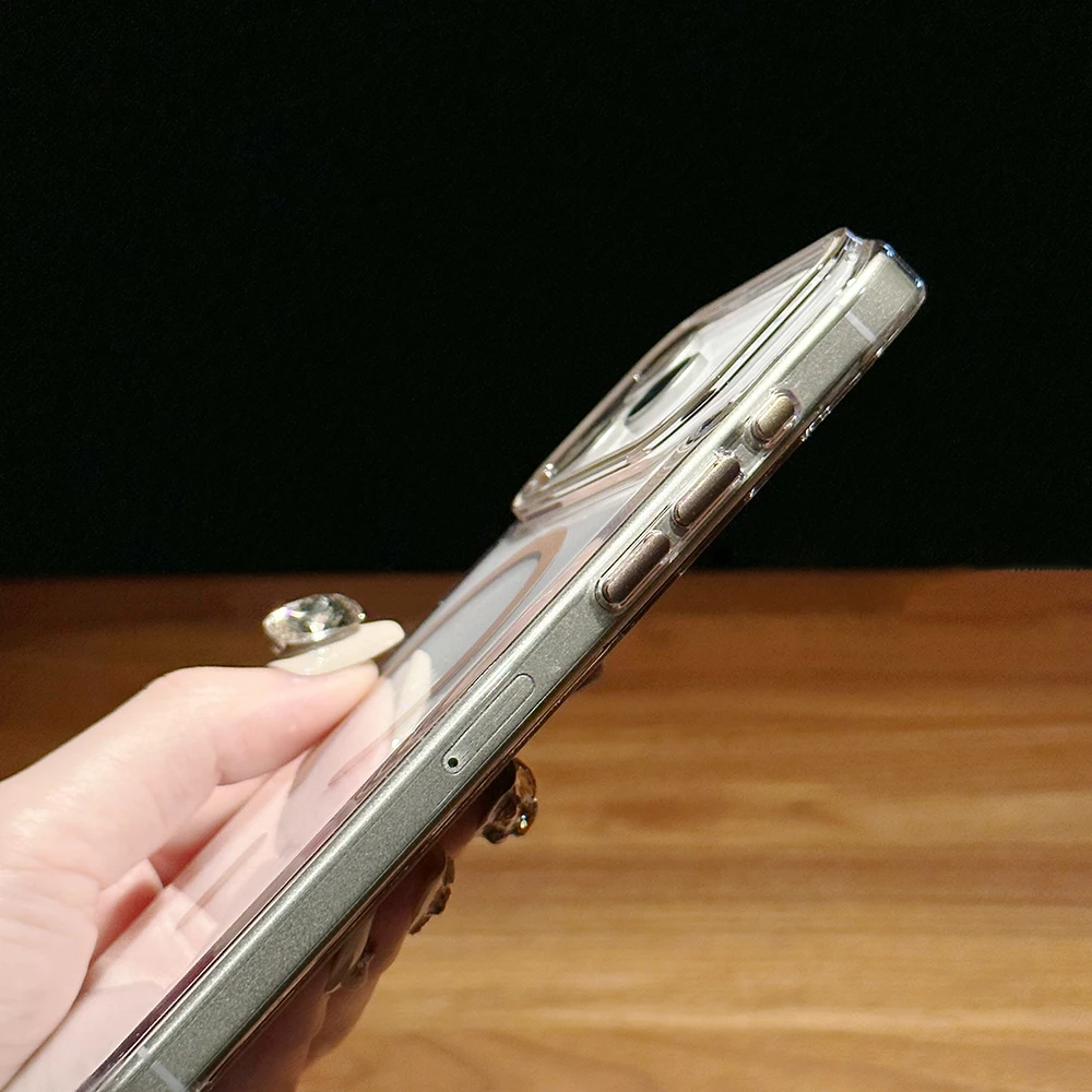 Luxo simples carregamento magnético caso de telefone transparente para iphone 17air 16plus 15 14 13 12 pro max não-amarelamento anti-queda capa