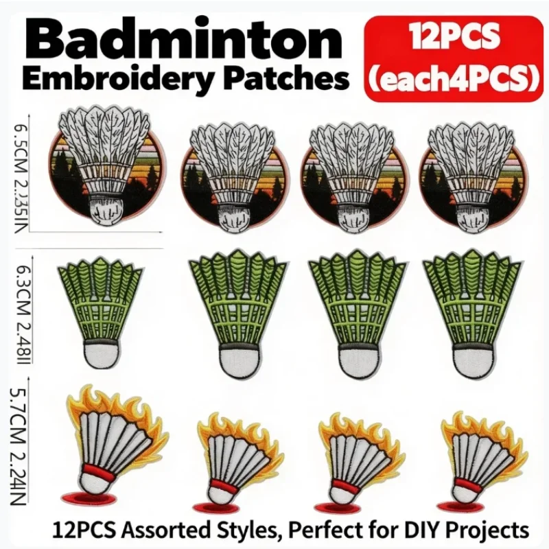 

Набор нашивок с вышивкой на тему бадминтона, 10/12 шт., с изображением кошки, для декора сумок, головных уборов и одежды, пришивные/приклеиваемые