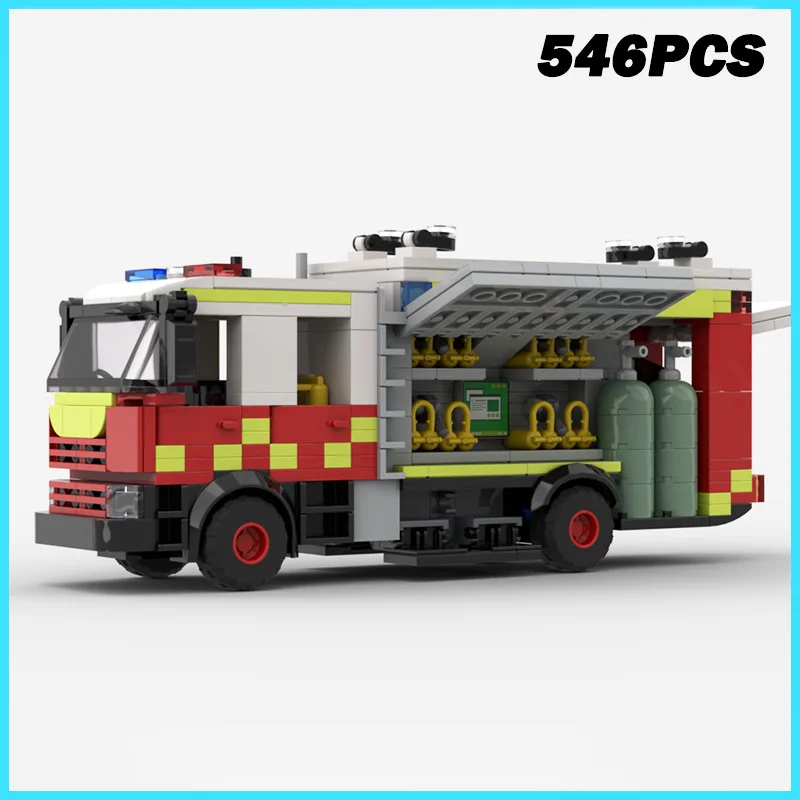 546PCS NEW MOC Firefighting CO2 Tender Fire Truck City Engineering Vehicle Model Building Blocks Bricks Assembly Toy Boy Gift