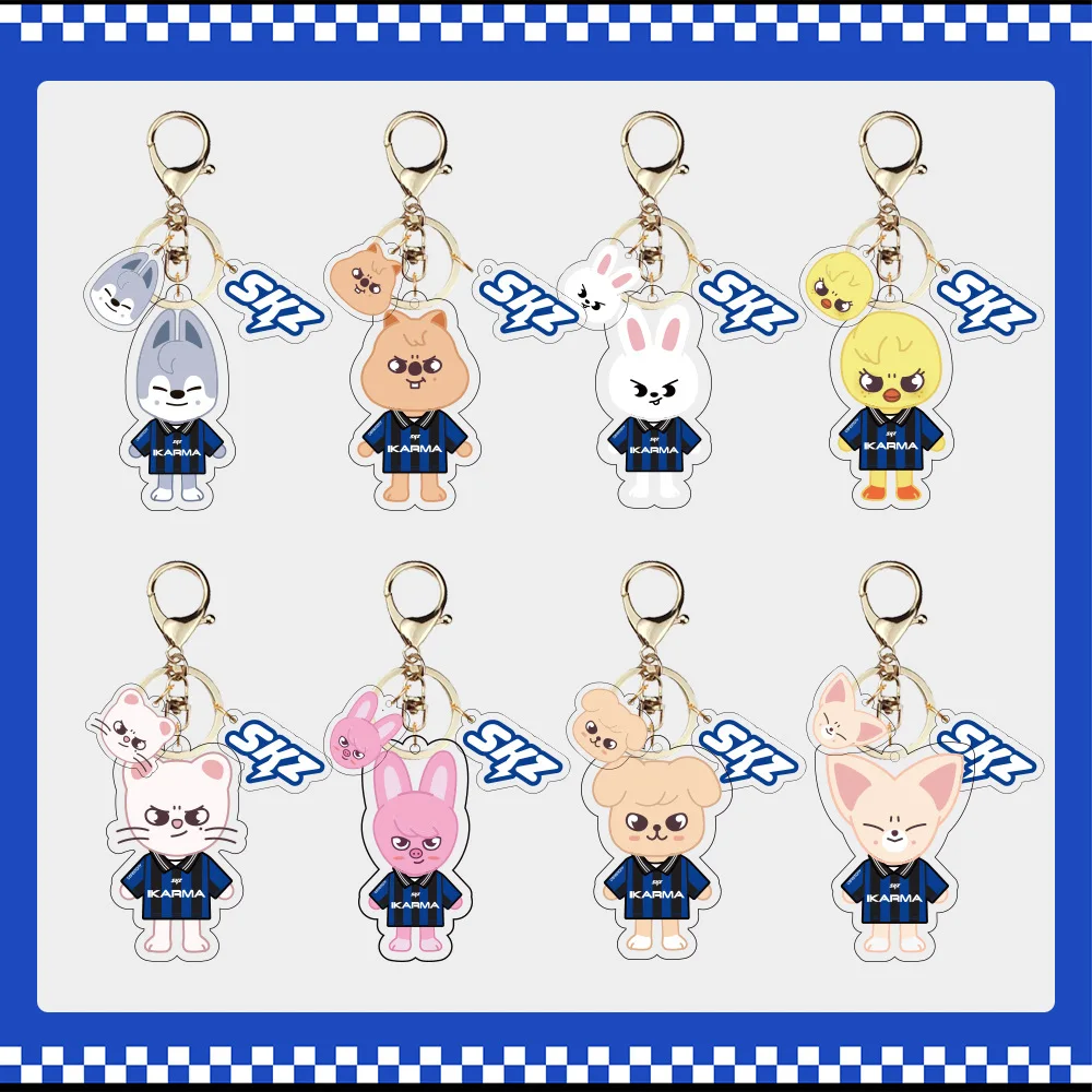 

Горячий поиск SKZOO мультяшный брелок Stray Kids Album KARMA акриловый брелок Hwang Hyun-chin и Lee Know Style сумка аксессуар рождения