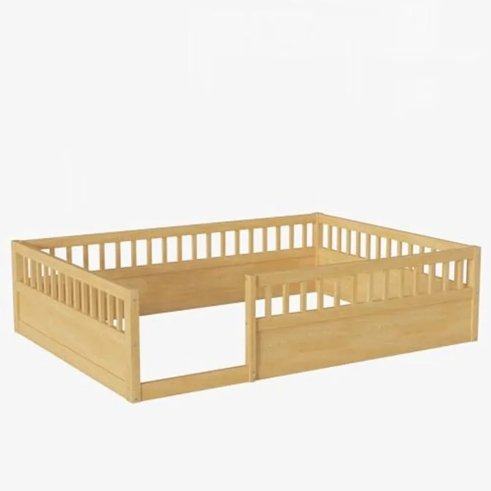 Lit au sol pour enfants, lit Montessori avec garde-corps à haute clôture, lit de maison de jeu en bois avec R64.pour bébés garçons filles adolescents