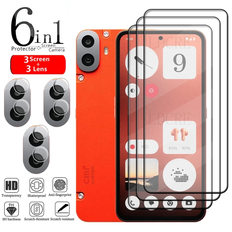 

6-in-1 For Nothing CMF Phone 1 Glass Nothing CMF Phone 1 Glass Full Cover Glass Screen Protector Nothing CMF Phone 1 Lens Glass