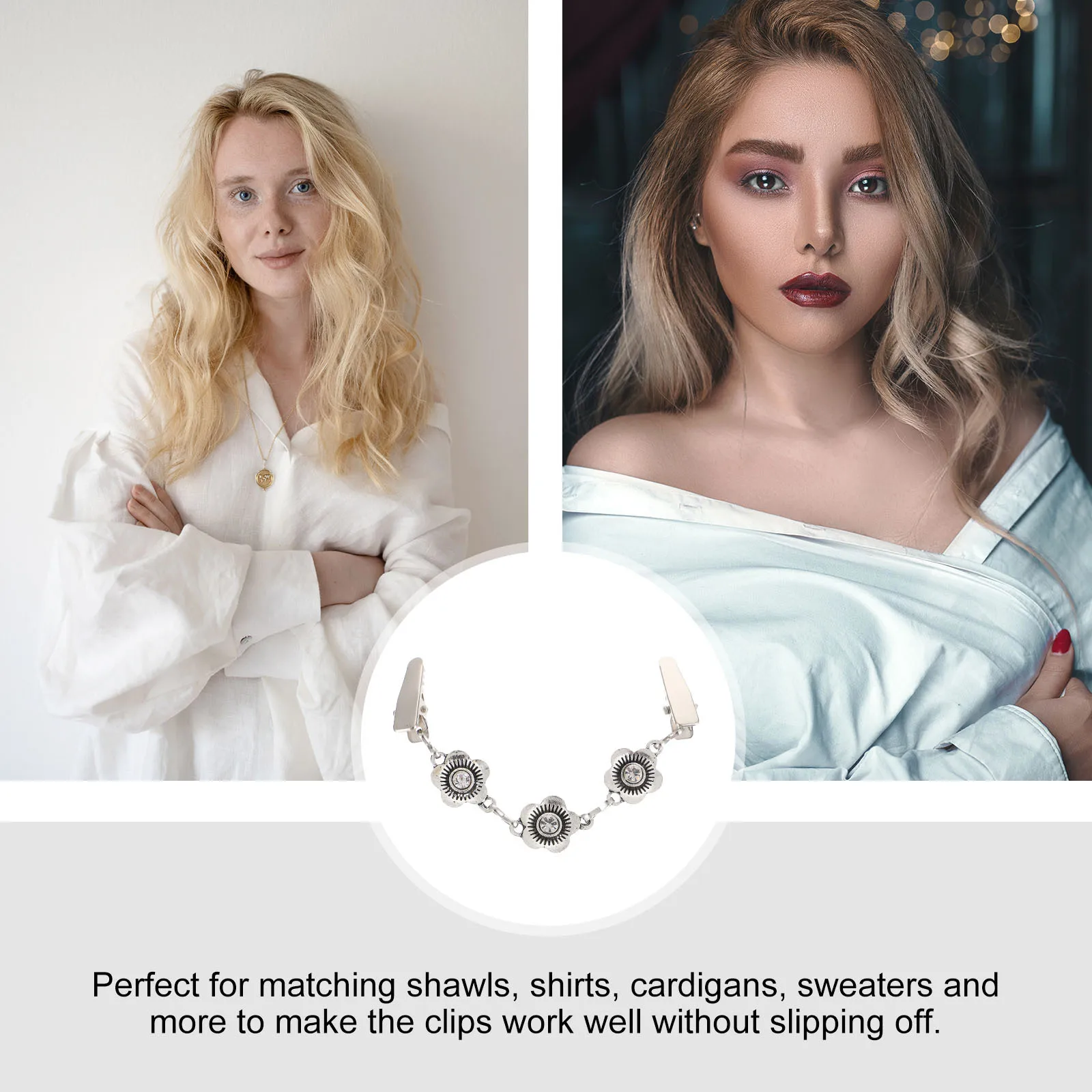 

2Pcs Retro Sweater Shawl Clips Firm Non Rust Corrode Accessories for Multiple Outfits Sweater Clips Women Garment Clip