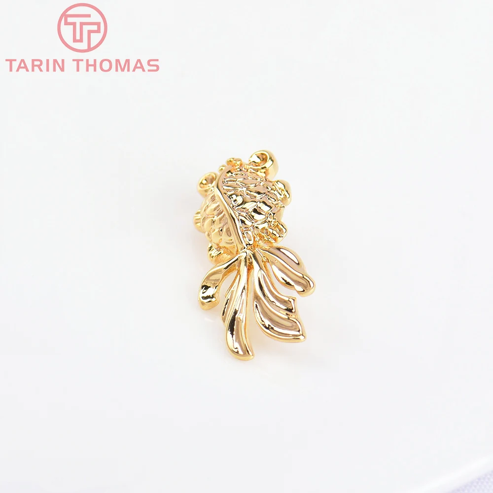 (503)10PCS 9x17MM 24K Gold Color Plated Brass Goldfish Charms Pendants High Quality Diy Jewelry Findings Accessories wholesale