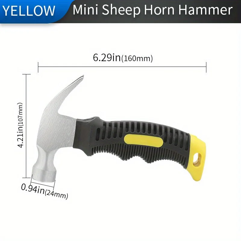 Multifunctional Mini Ramshorn Hammer 160 mm Engineering Handle Lightweight Portable Carpentry Window Breaking Hand Tools Home