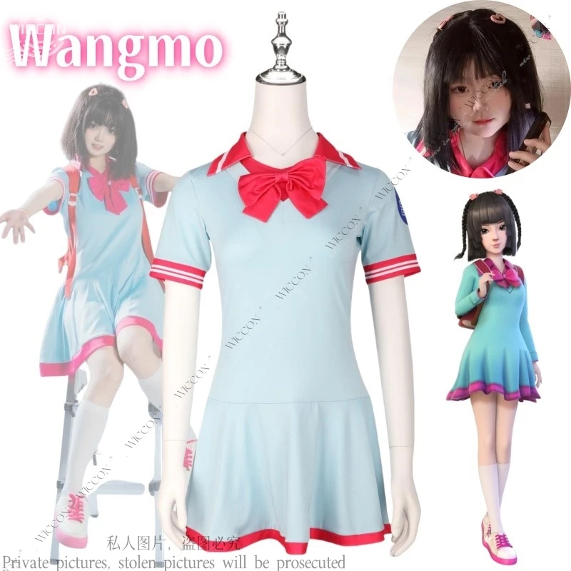 Wangmo Anime noche Lolita Yeloli Cosplay disfraz peluca uniforme escolar vestidos elfo traje diario linda chica fiesta de Halloween Momo