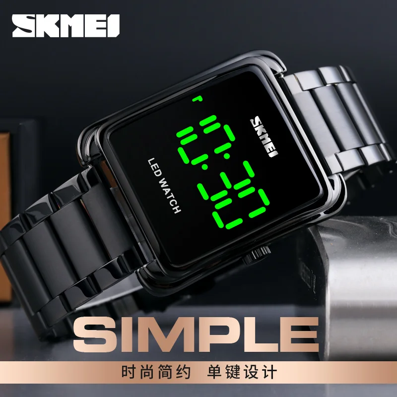 Skmei-メンズ高級デジタル時計,LEDライトディスプレイ,腕時計,軍用時計,防水,トップブランド,ファッション