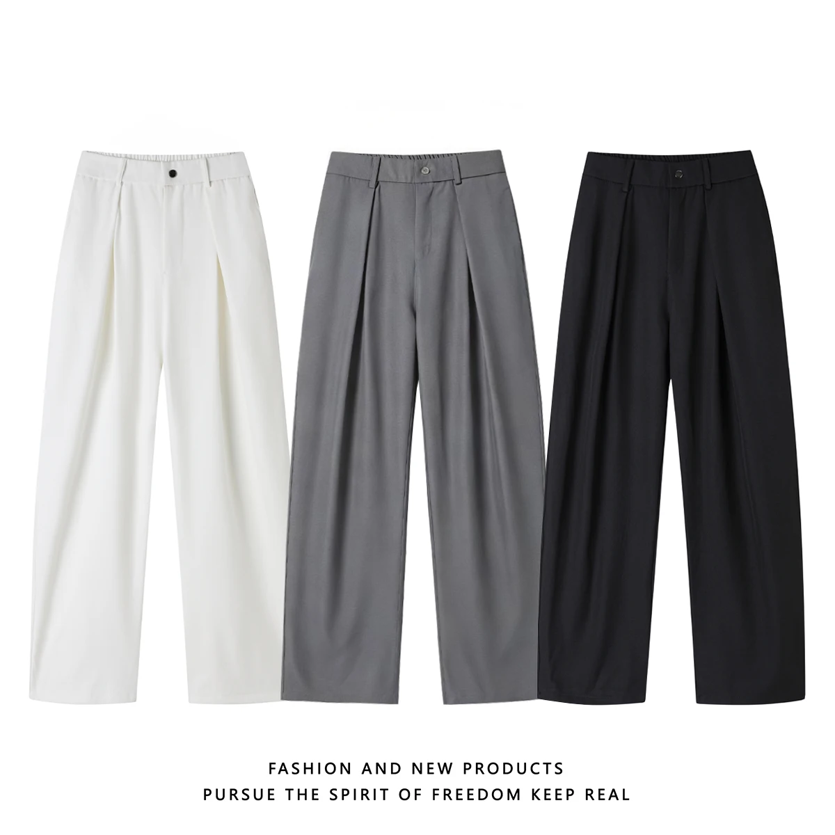 

Loose Wide Leg Pants Asymmetrical Knife ape Micro Flare Clean Fit Casual Trousers for Men Spring 2026 Faion Trend