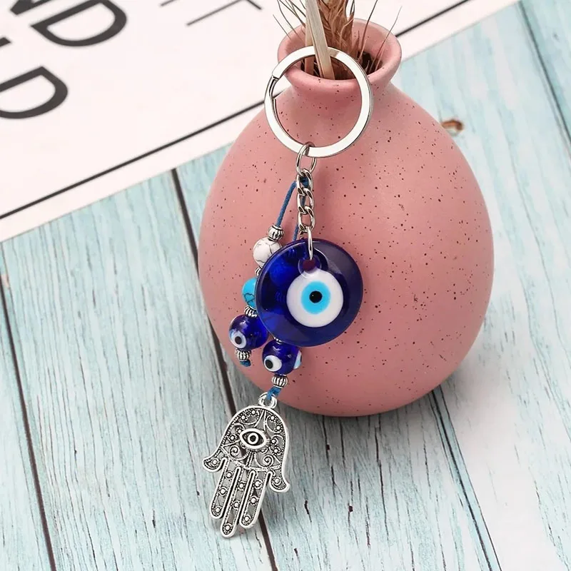 Evil Eye Hamza Hand Schlüsselanhänger aus Legierung, Glücksbringer für Geldbörsen und Rucksäcke, Schmuck für Damen und Herren als Geschenk – Detail 7