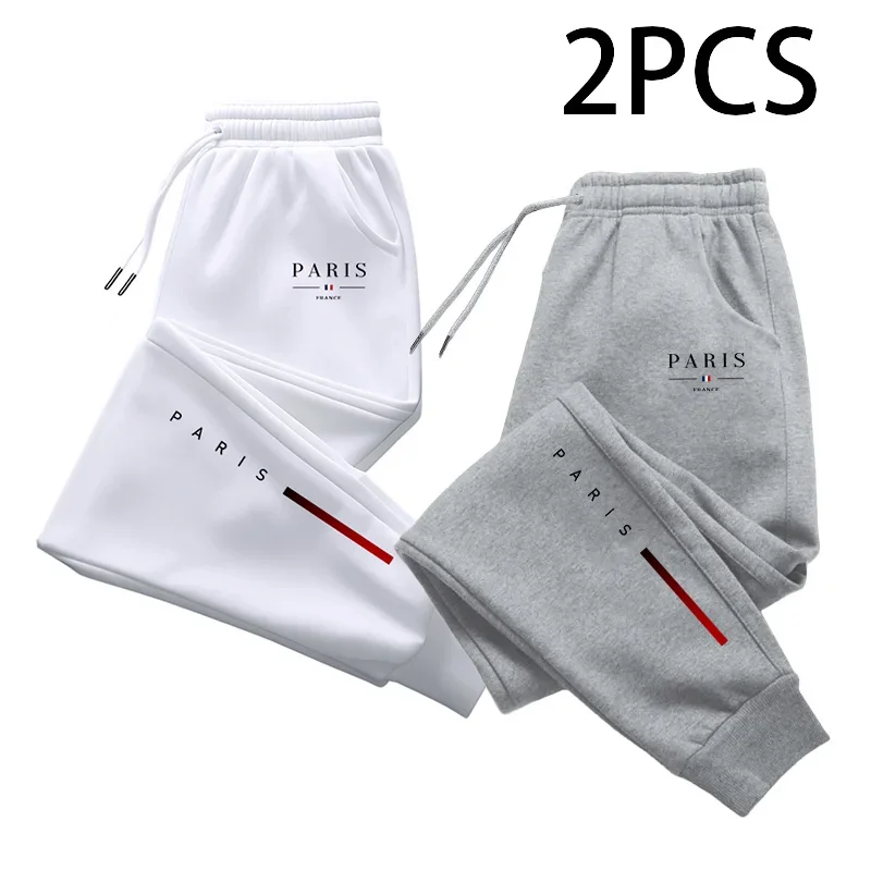 

2 in 1 Sweatpants for Man Fall Winter Daily Casual Sporty Jogger Pants Paris Fashion Print Trousers Home Outdoor Comfort Bottom