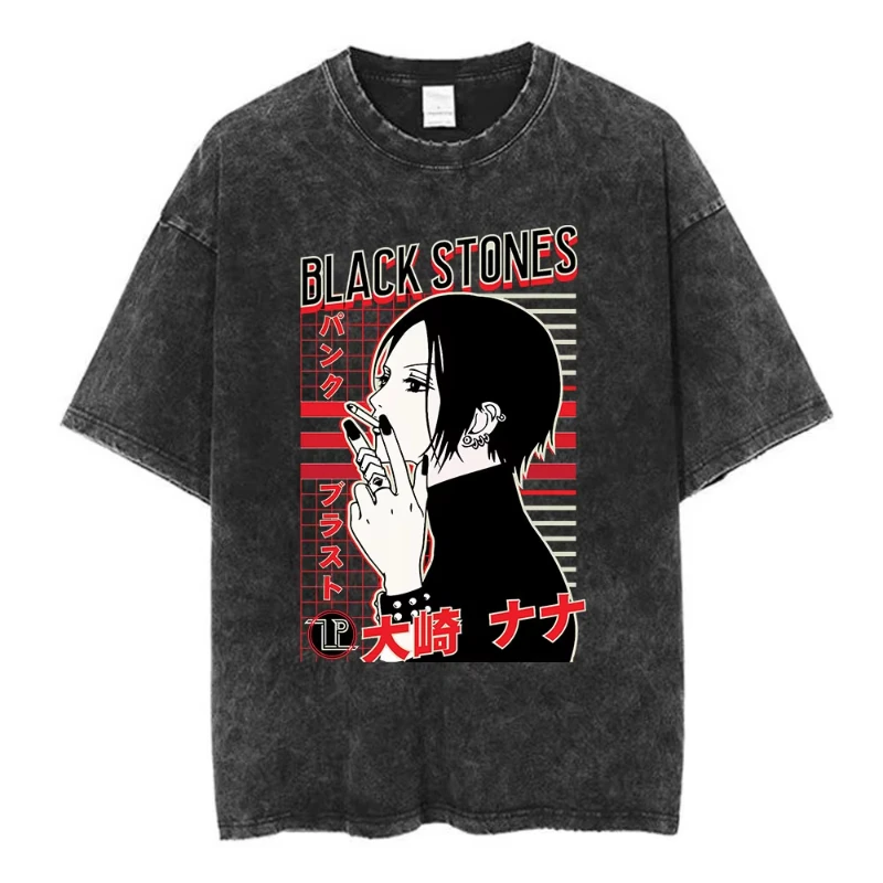 

Нана Осаки, винтажная стираная футболка японского аниме, мужская и женская одежда, футболки с короткими рукавами в стиле Харадзюку, повседневные футболки