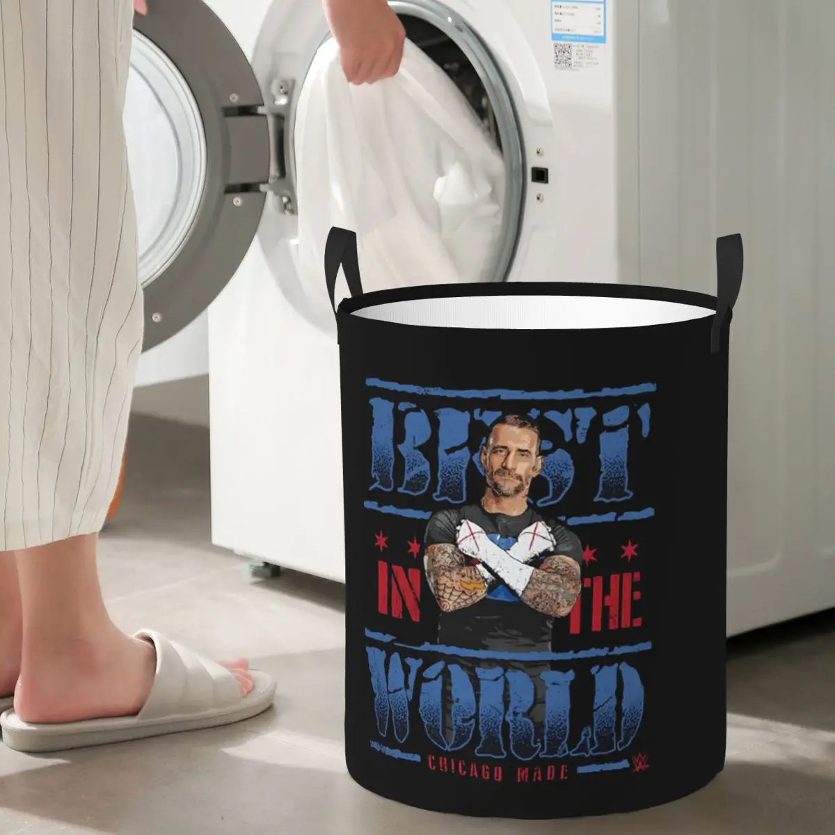 

CM Punk In The World Folding Laundry Baskets Dirty Clothes Sundries Storage Basket Large Waterproof Box