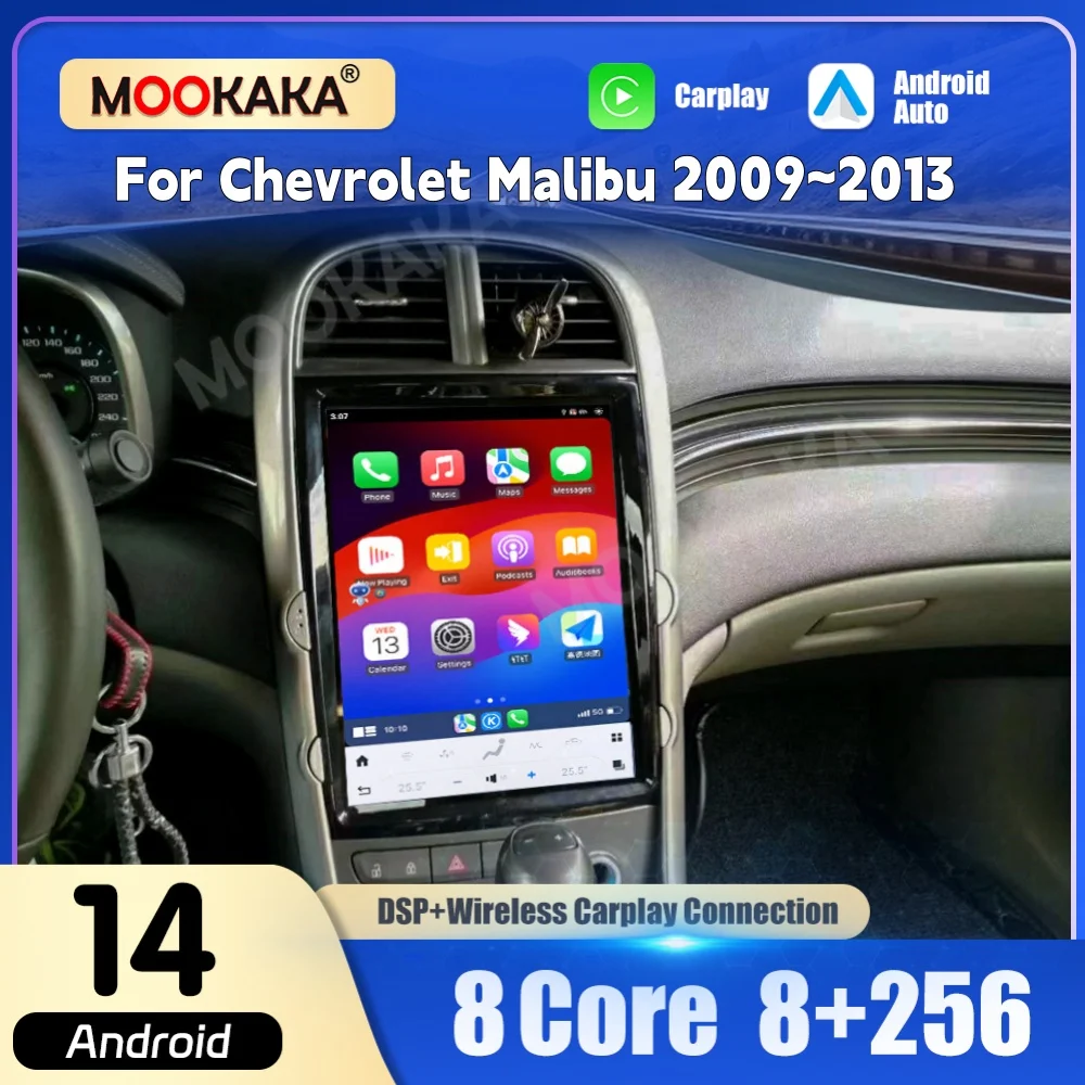 Radio de coche para Chevrolet Malibu 2009-2013 CarPlay Android 13 Auto Multimedia automotriz Bluetooth 4G 8 Core WIFI navegación GPS