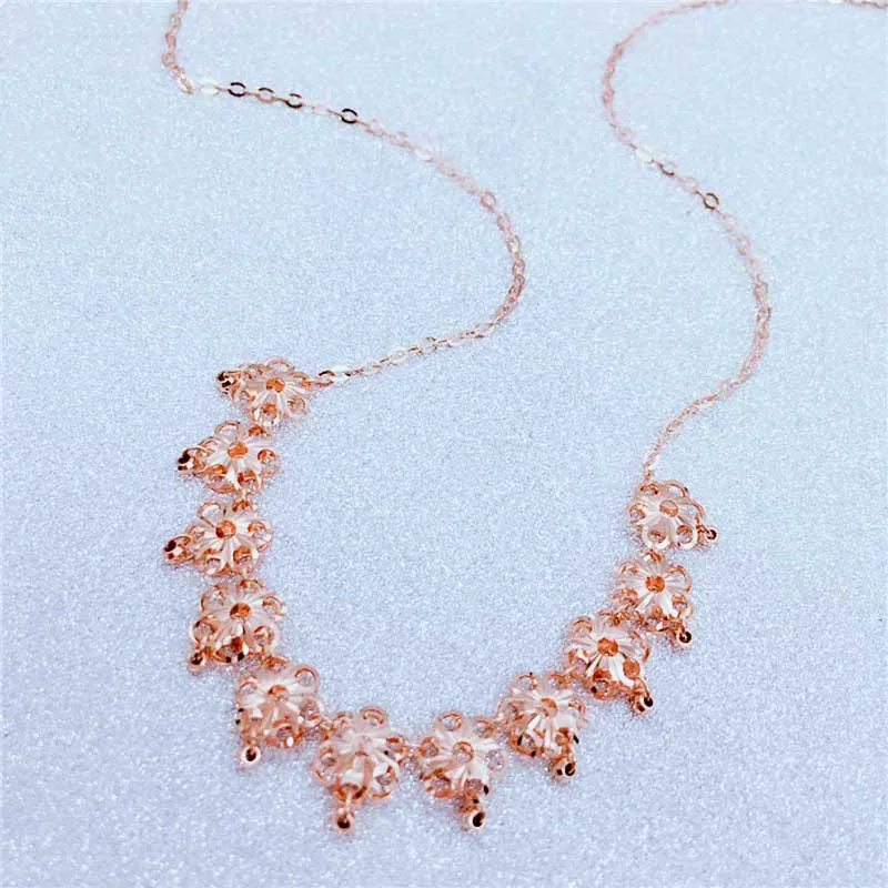 New creative 585 purple gold necklace plated 14K rose gold fashion one chain flower tassel pendant light luxury wedding jewelry