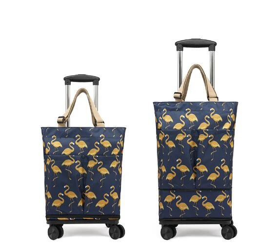 Women Shopping bag with With wheels Women Travel Trolley Luggage bag Women Carry on hand Luggage Bag Shopping bag with cart