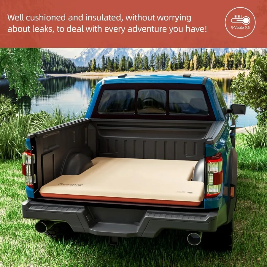 مرتبة سرير شاحنة ذاتية النفخ كاملة الحجم لشاحنات بيك اب 66.5ft مع مضخة هواء 12 فولت وحقيبة حمل مثالية للتخييم في الهواء الطلق #5