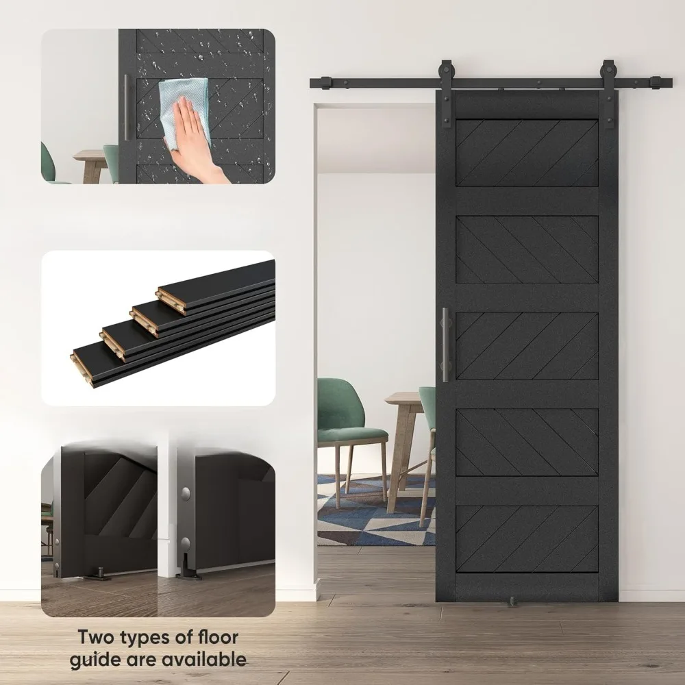 Barn Door, Slding Barn Door Kit Wave Shape Door Panel with Hardware Kit Include, Easy Installation  tiny house