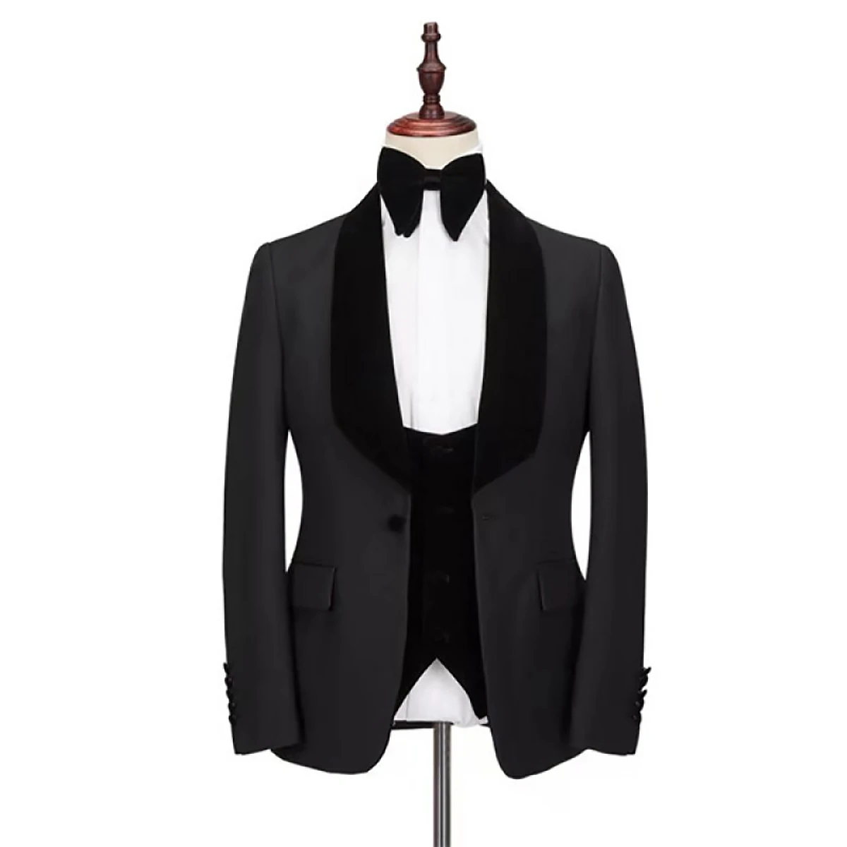 Luxury Suit For Men Wedding Shawl Lapel Tuxedos One Button Slim Fit Groom Wear 2 Pcs Jacket And Vest Customize Terno Masculino