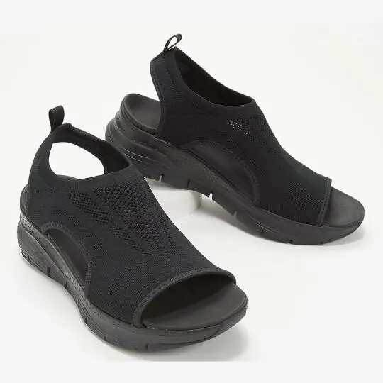 Neue Sommer Mode Komfortable Runde Kappe Dicke Sohle Einfarbig Casual Sport Schuhe Mesh Atmungsaktive Open-toe Sandalen für frauen – Detail 11