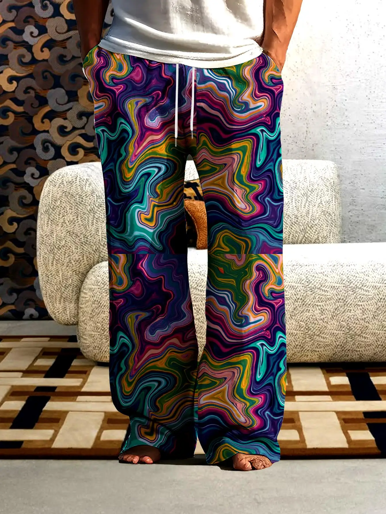 Men's Casual Pants 2026 Summer 3D Printed  Men trousers Quick drying four seasons Polyester Men clothing Pants  baggy pants
