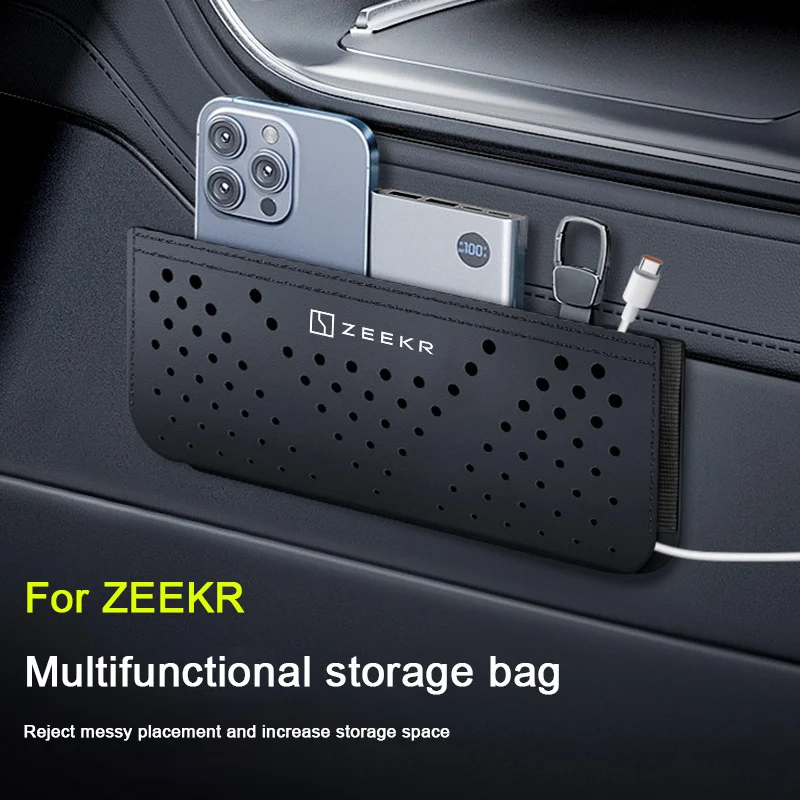 

For ZEEKR 001 007 009 7X Z Paste Type Storage Box put cell phone bag Multi-Functional Car Seat Back Net Storage Bag Accessories