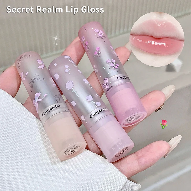 Cappuvini Flowery Dish Language Lip Gloss Mirror Lip Glaze Beep Lip Water Light Lasting Makeup Not Easy To Dip Cup Makeup