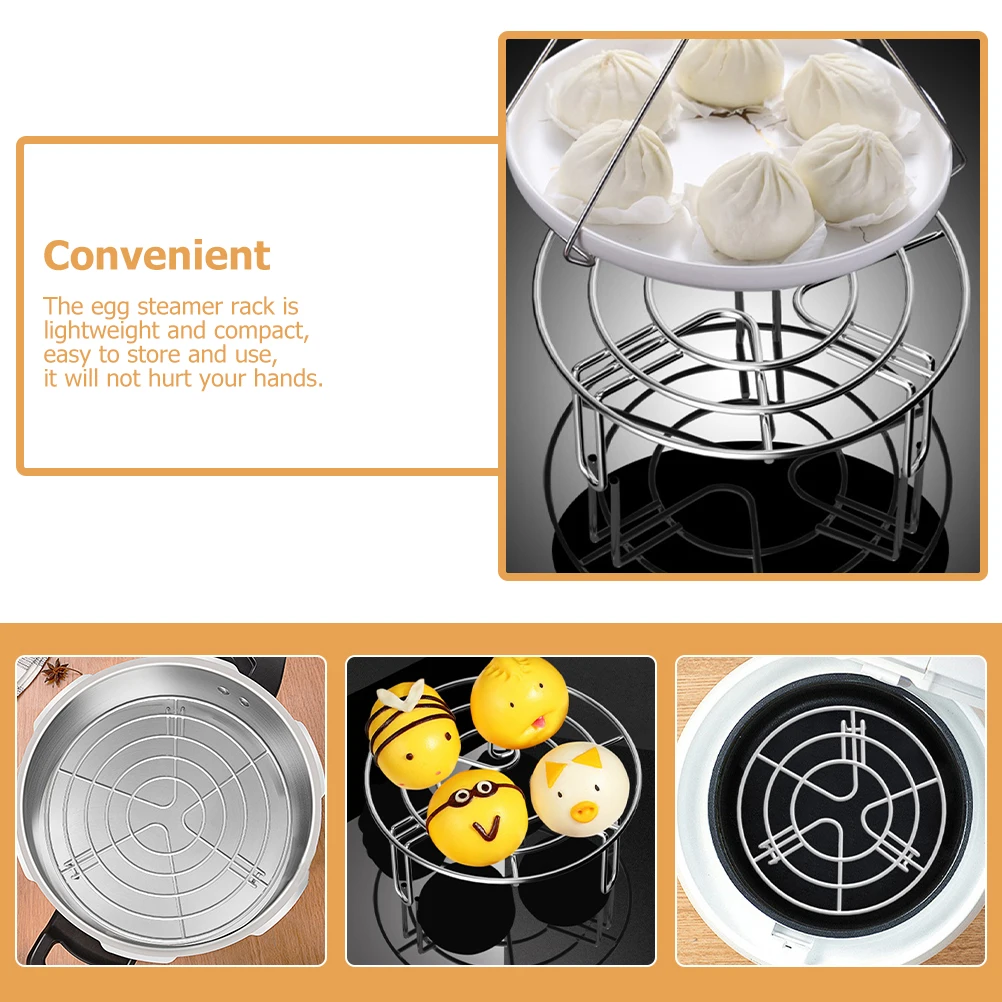 

2pcs Egg Steamer Rack Stainless Steel Heat-Resistant Multi-Hole Cooling Compact Lightweight for Home Office Restaurant