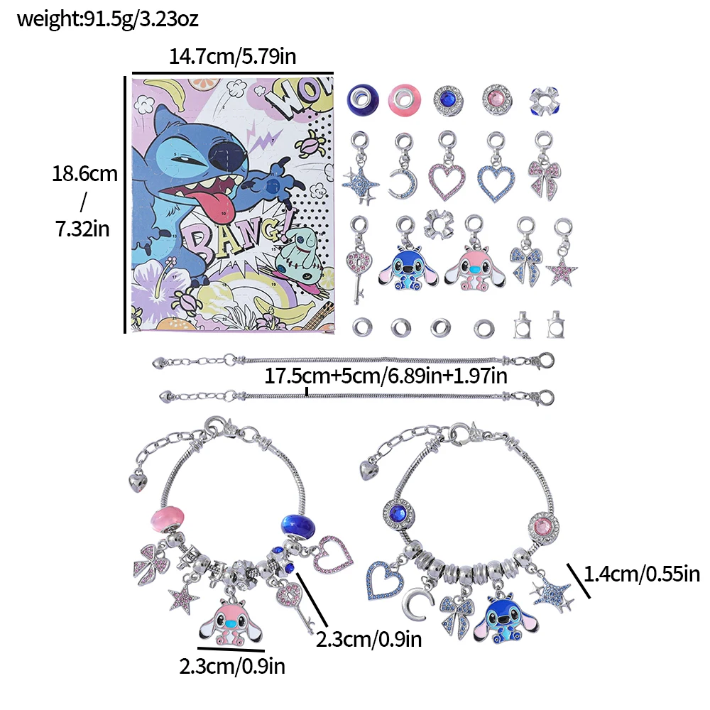 ディズニー リロ＆スティッチ DIY エナメルペンダント かわいいスティッチ カレンダー ブラインドボックス アクセサリー クリエイティブ ファッション おもちゃ 女の子へのギフト