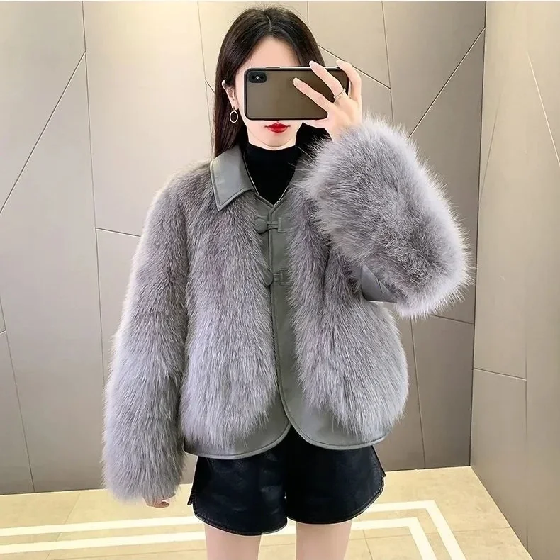 2025 herbst Winter Neue Kleine duft stil Kurze imitation pelzmantel frauen Modische Dünne Dicke Nachahmung fuchs pelz Mäntel