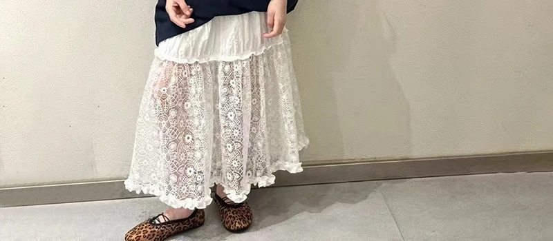 

Girls' Summer New 2025 Korean Version of Letter Printing T-shirt Top Mesh Lace Fairy Skirt