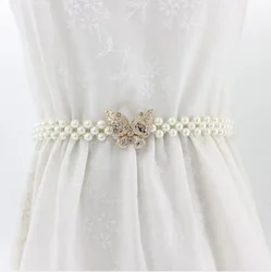 Large Imitation Pearl Waist Chain Women's Elastic Belt with Diamond Decoration Fashion Girdle Skirt Dress Clothing Decoration