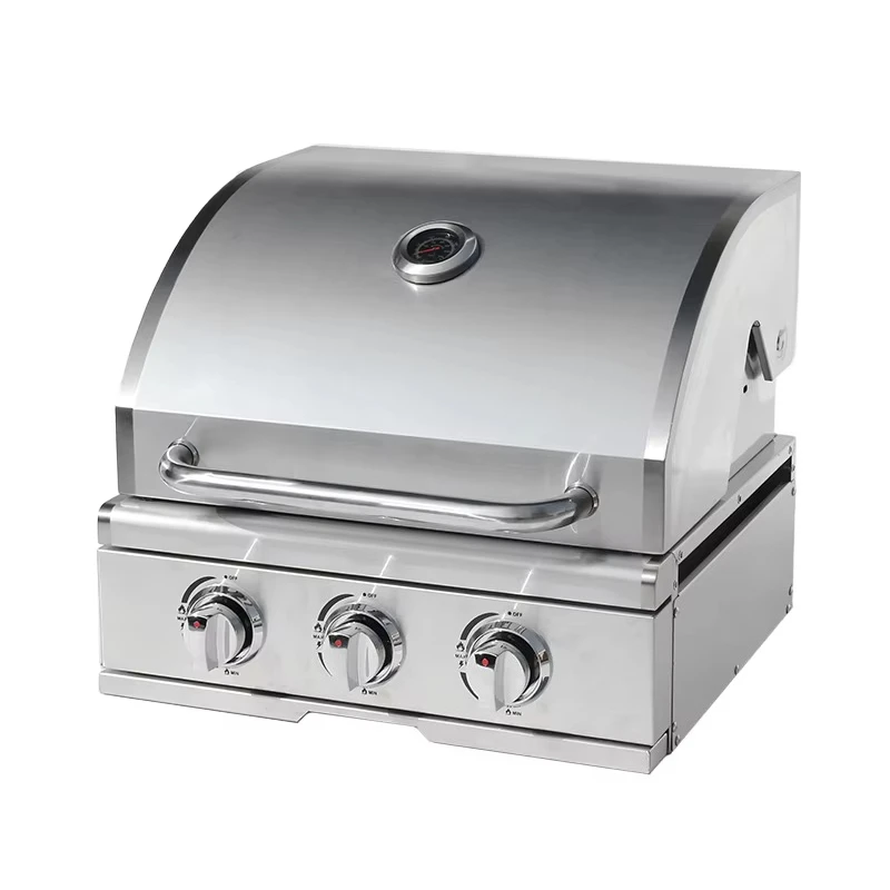 Dual-Burner Built-in BBQ Grill - 430 Stainless Steel with High-Efficiency Burners & Stylish Round Cover