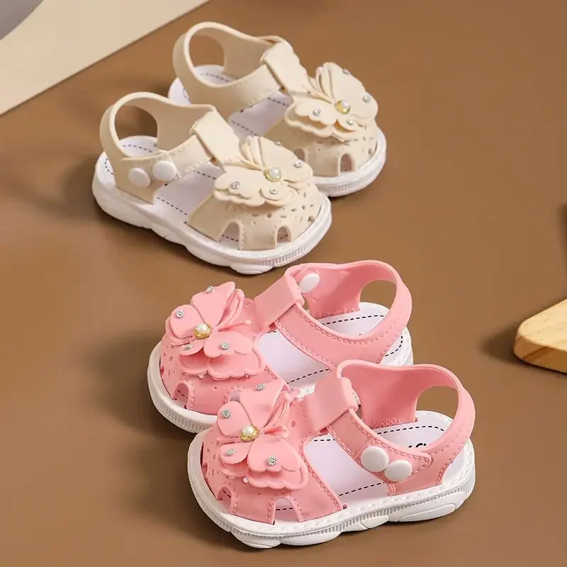 Sandal pantai sol untuk anak perempuan, sepatu Sandal pantai sol anti-tendangan, sepatu anak-anak musim panas, sepatu datar untuk anak perempuan