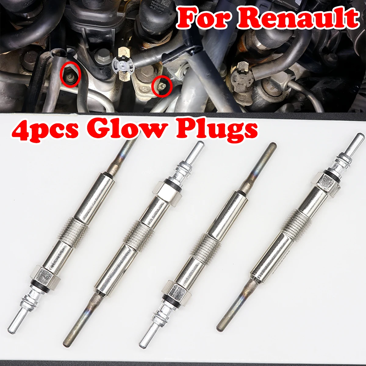 

4PC Diesel Heater Nickel Plating Glow Plugs 4.4V For Renault Kangoo Laguna Megane 3 4 Grand Scenic 2009-2023 Scenic X95 MK3 MK4