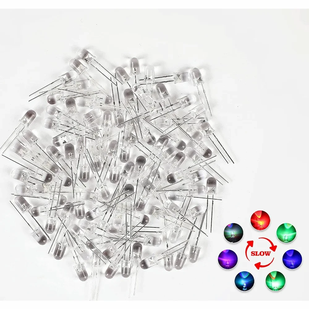 10PCS F10 F8 LED Diode RGB Fast/Slow Flashing Super Bright Light Emitting Diode Multicolor Transparent Round Diffuse Flash Lamp