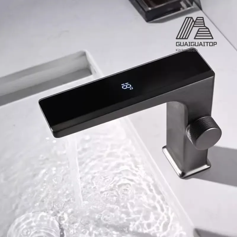 Rubinetto per lavabo in lega di alluminio di magnesio Display della temperatura rubinetto per cucina da bagno intelligente accessori per il bagno