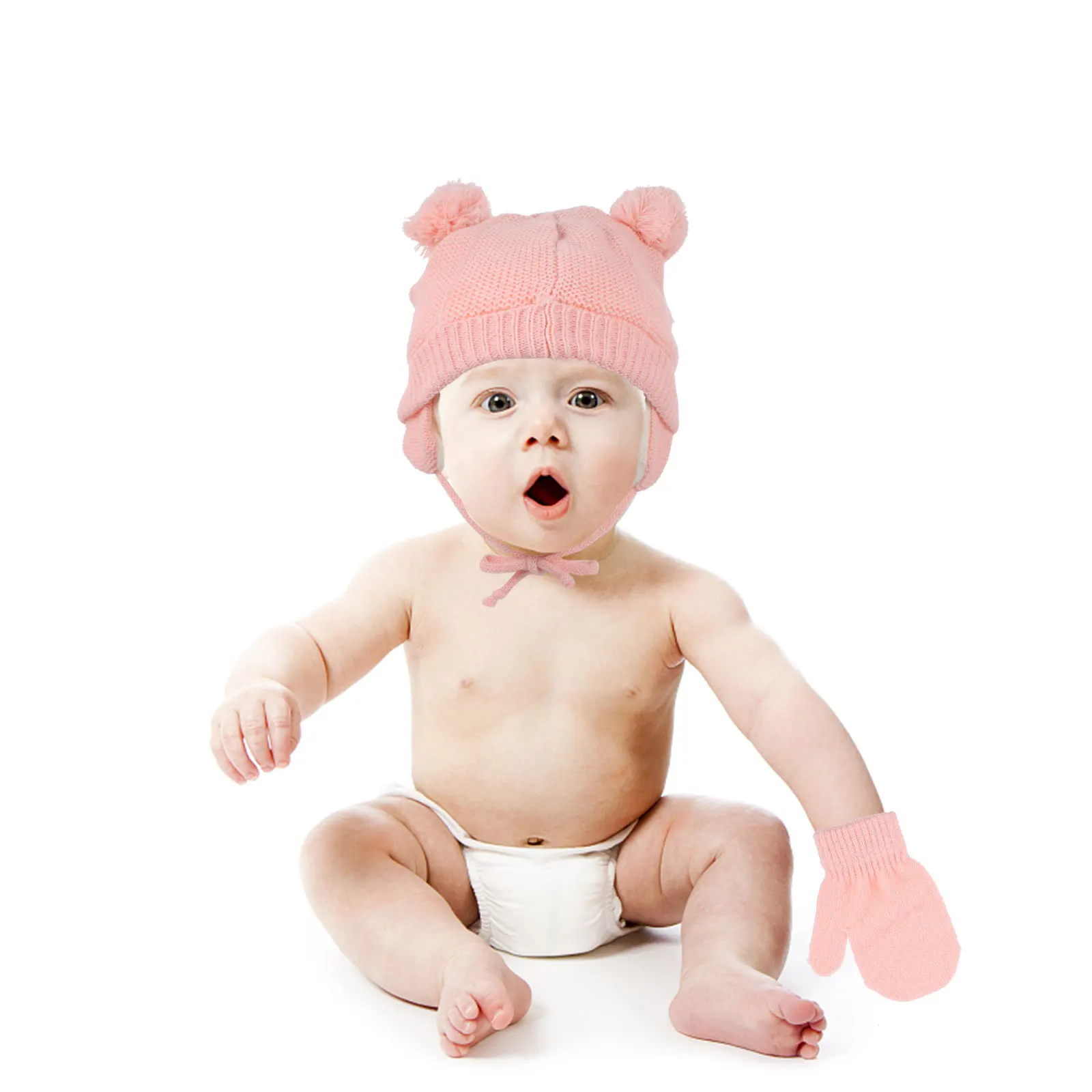 1 مجموعة الكروشيه الشتاء قبعة قفازات مجموعة الرضع Pompom قبعة محبوك قبعة دافئة للأطفال الصغار في الهواء الطلق الطقس البارد عطلة