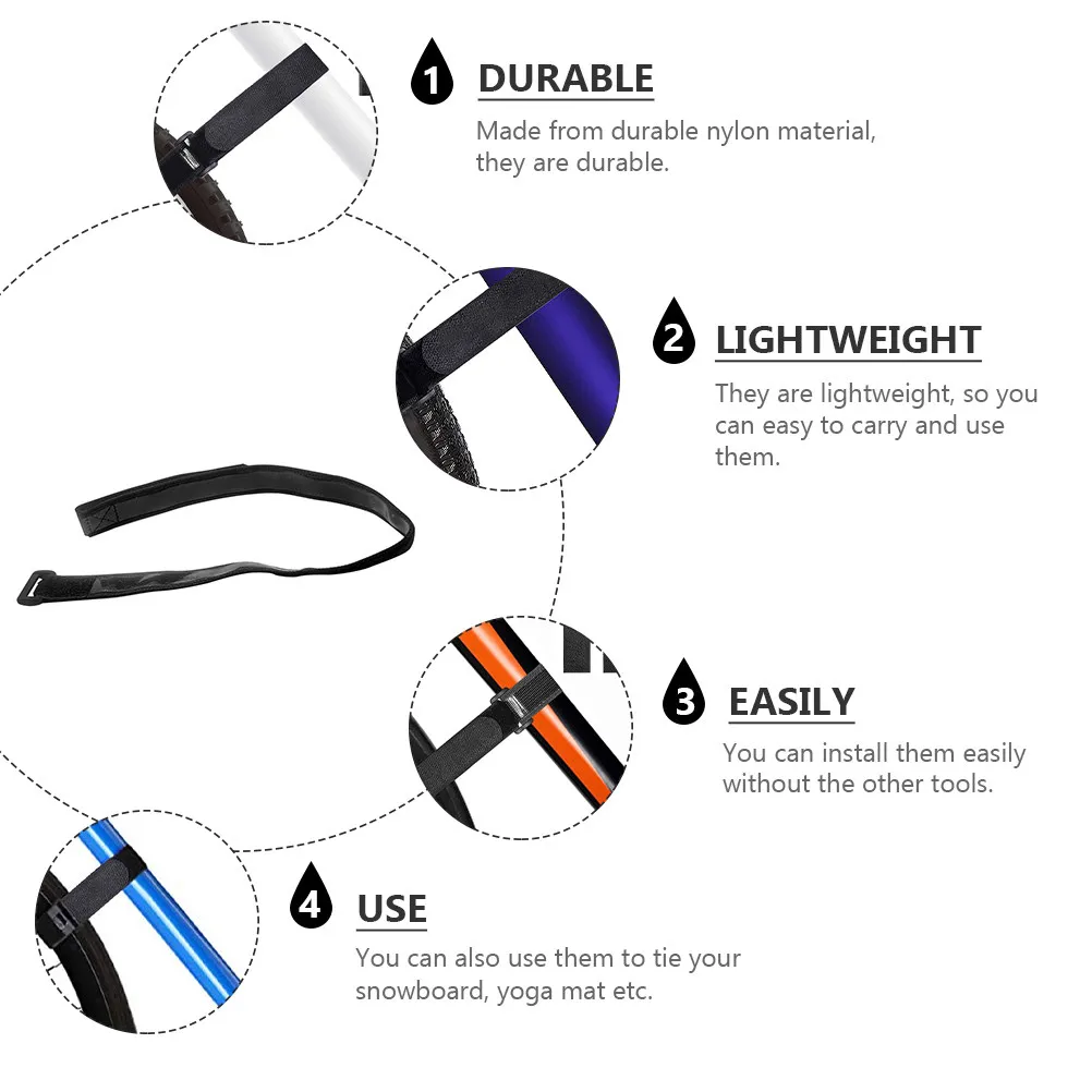 2Pcs Multifunctional Bike Wheel Bundling Belt Non-Slip Fastening Cable Strap for Bicycle Snowboard Yoga Mat Travel Use