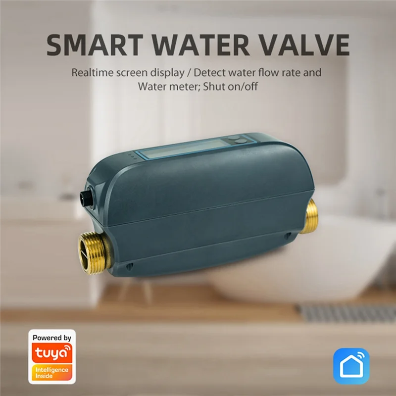 ABMF-Tuya Wifi Smart Water Valve Water Flow Rate And Water Meter Shut On/Off Remote Control Real Time Display