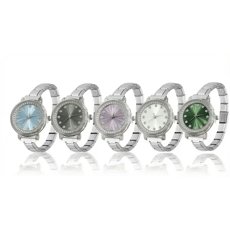 Classic Rhinestone Bezel Round Women Modular Watch Italian Design Detachable Steel Band Fashion Daily Dress Quartz Wrist watch