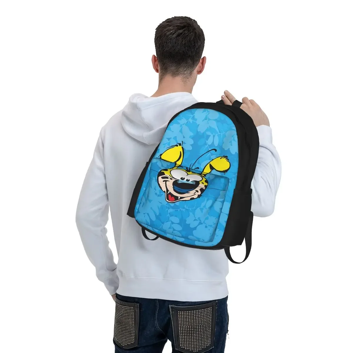 Marsupilami-Mochilas faciais para meninos e meninas, mochilas escolares para estudantes, mochila dos desenhos animados, bolsa de ombro, grande capacidade, bolsa para crianças