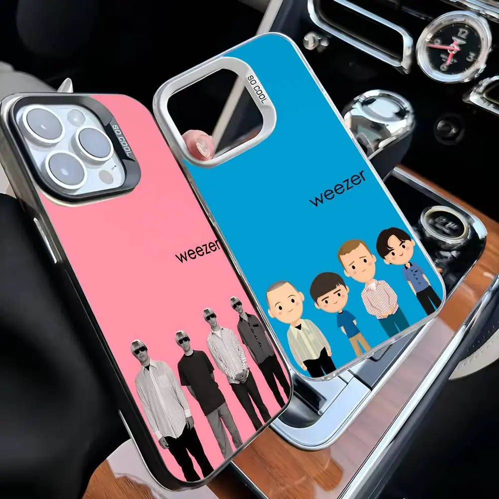 

Band W-Weezer Phone Case For iPhone 16,15,14,13,12,11,Mini,Pro,MAX White Matte Shockproof Cover