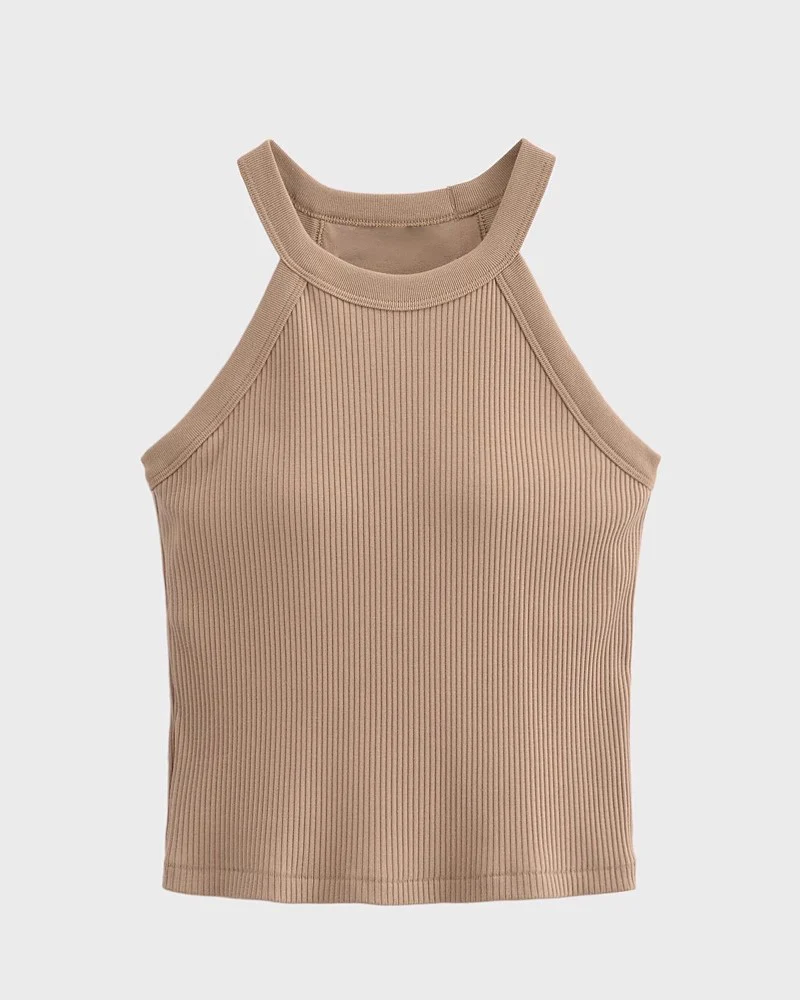 Hanging neck sleeveless suspender women's innerwear with chest cushion vest cup cover integrated gathering outerwear