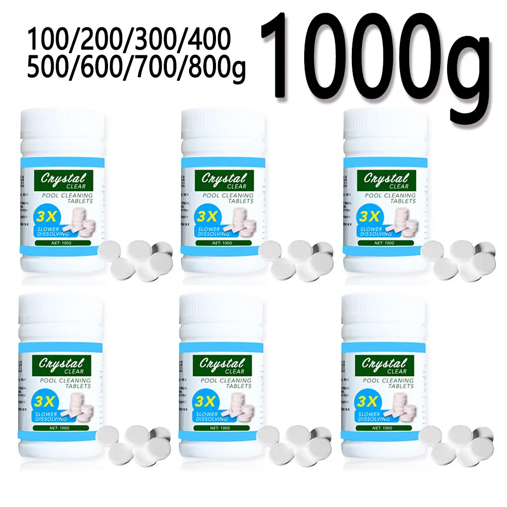 1000g-100g Tablets Disinfection Pills Swimming Pool Chlorine Tablets Instant Effervescent Pipes Cleaning Floating Pool Dispenser