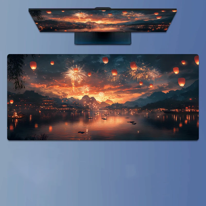

Chinese Style Landscape Architecture Mouse Pad Hd Print Rubber Desk Mat Mouse Pad Anti-Slip for Keyboard Gamers E-Sports Setu