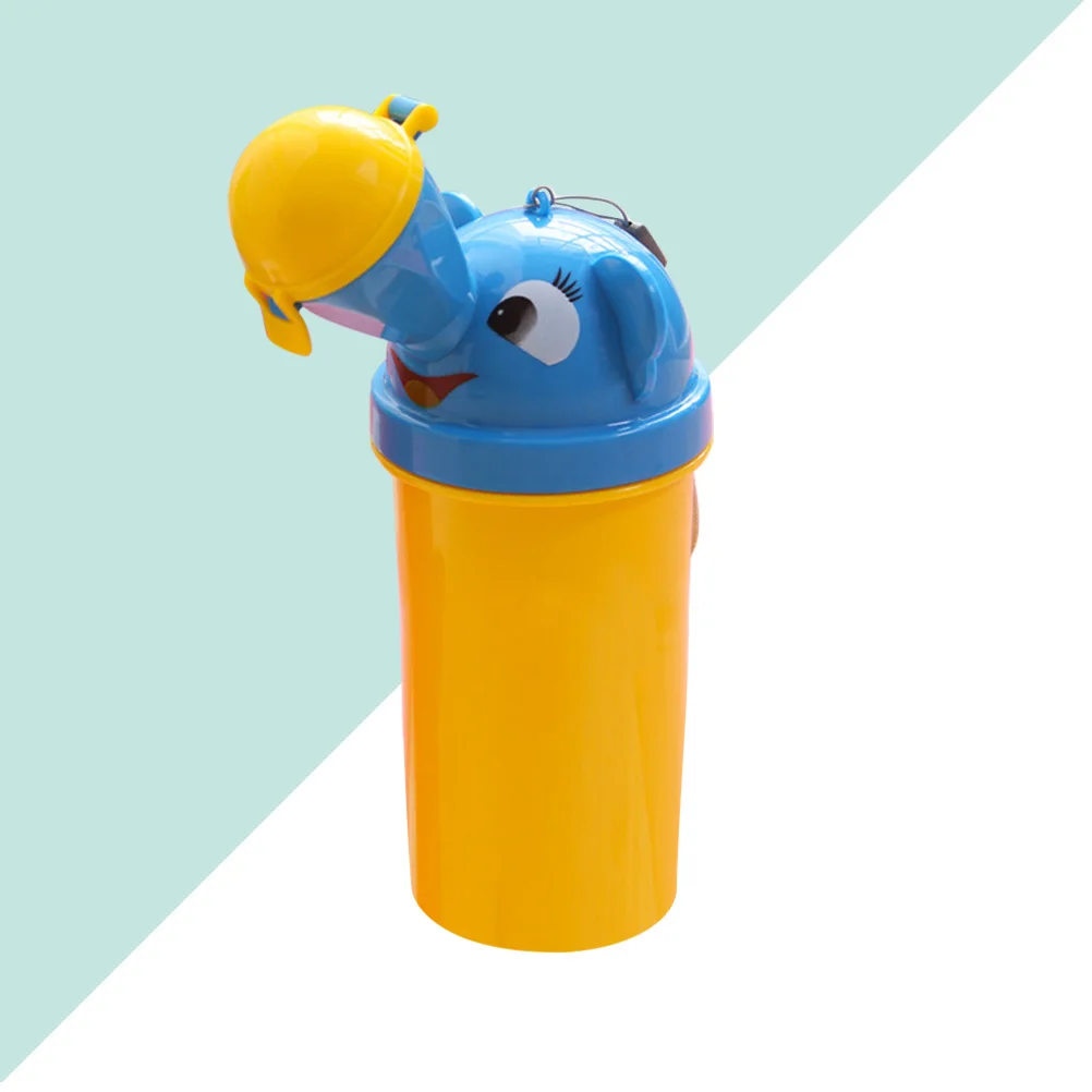 زجاجة مبولة صغيرة الحجم وخفيفة الوزن ومحمولة للأطفال ومضادة للتسرب في حالات الطوارئ والسفر في الهواء الطلق وتصميم كرتوني للأطفال الصغار