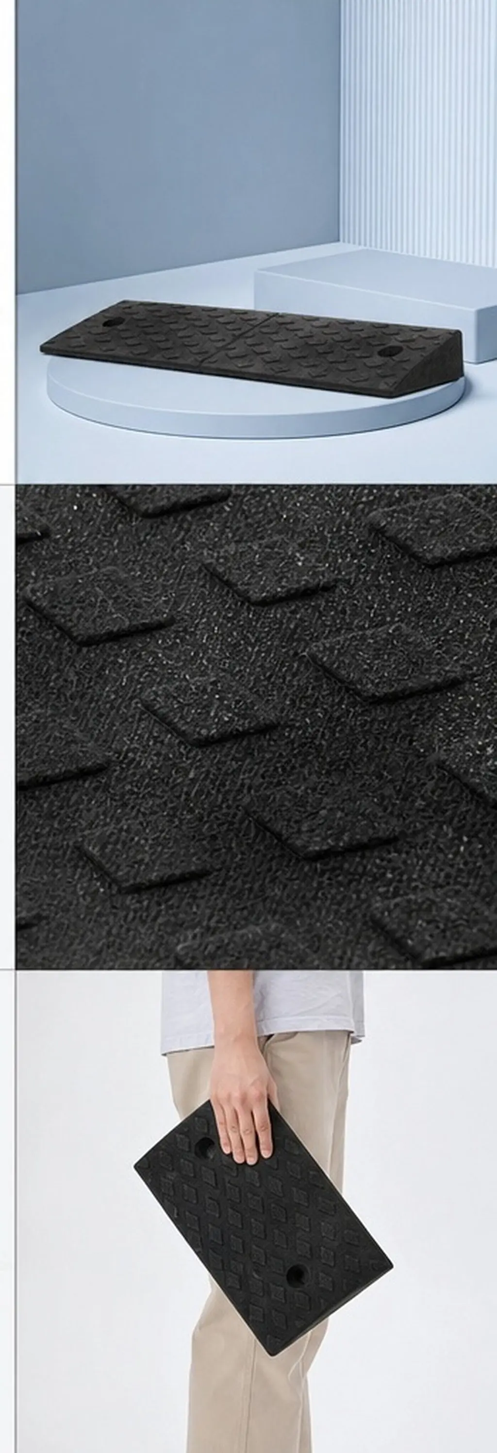 Rubber Threshold Ramp Mat Non Slip Diamond Texture Heavy Duty Outdoor Ramp Cushion for Car Suv Truck Loading Shed Step Curb