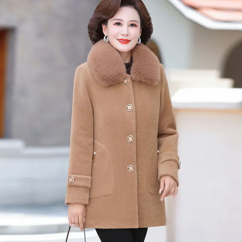 Winter New Arrival Chic Fur Jacket Women Overcoat Mid-length Loose Plus Velvet Warm Parker Coat Imitation Mink Velvet Coat Tops