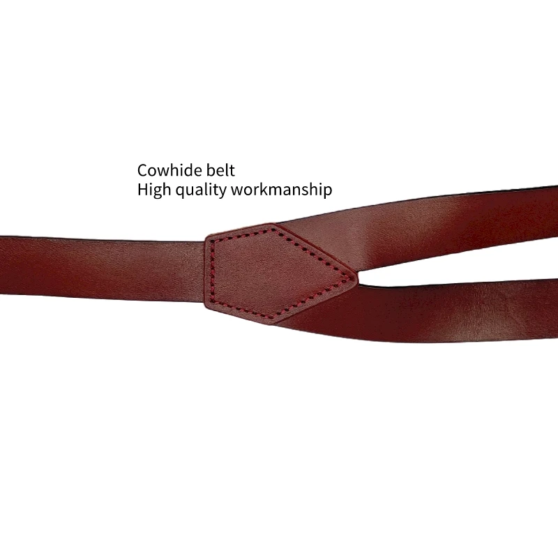 2.4 * 120 cm Men Leather Suspenders Adjustable Suspenders Man for Pants Leather Hooks Adjustable Strap Braces Harness Belt
